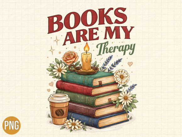 Books, Candles & Coffee: Cozy PNG Design