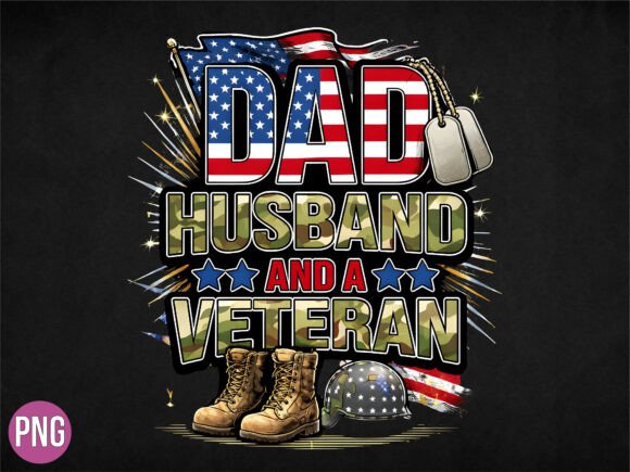 Dad Husband Veteran American Flag PNG: A Versatile Design for Patriotic Creations