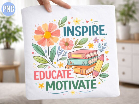 Elevate Your Creative Projects with the Inspire Educate Motivate Floral PNG