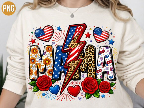 Empowering Creative Expression with the Patriotic Mama Lightning Bolt T-SHIRT Design