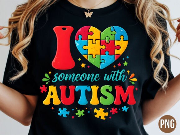 I Love Someone with Autism Heart PNG