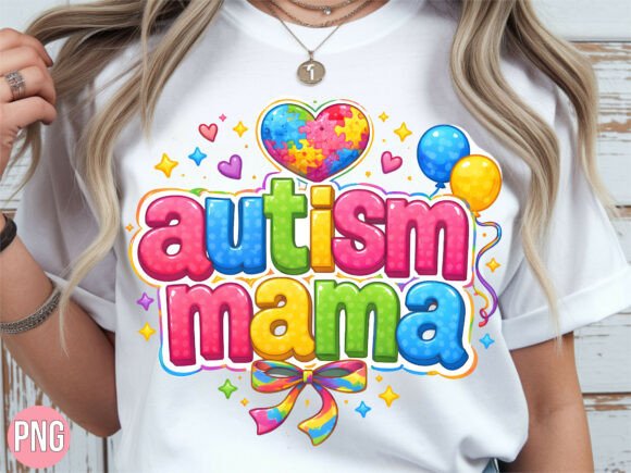 Integrating the Autism Mama Colorful Bubble Letter PNG into Your Creative Workflow