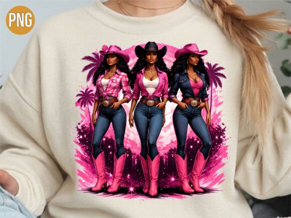 Pink Western Cowgirl PNG for Creative Projects
