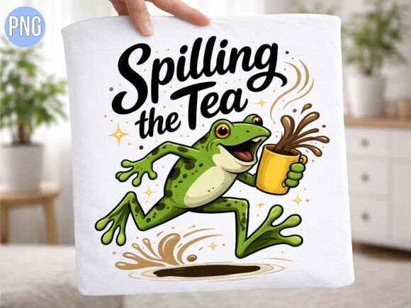 Spilling the Tea Running Frog Shirt PNG: A Playful Design for Modern Creators