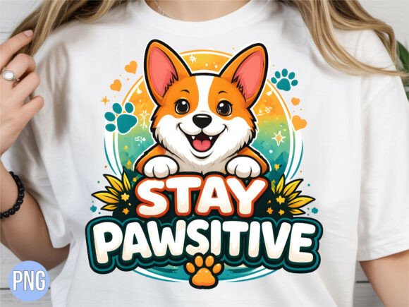 Stay Pawsitive Corgi PNG: Cute Digital Art