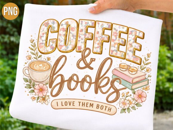 Strategic Branding with the Coffee and Books Floral Quote Shirt PNG
