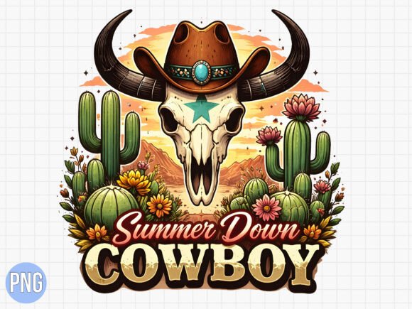 Summer Down Cowboy Bull Skull Western Art