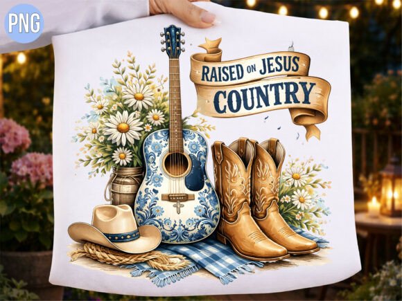 Unleashing Faith and Style with the Raised on Jesus Country Music Shirt PNG