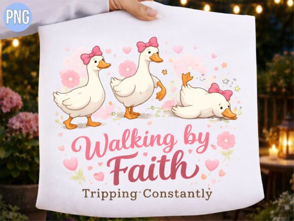 Walking by Faith Tripping Duck PNG: A Humorous Twist on Spiritual Resilience